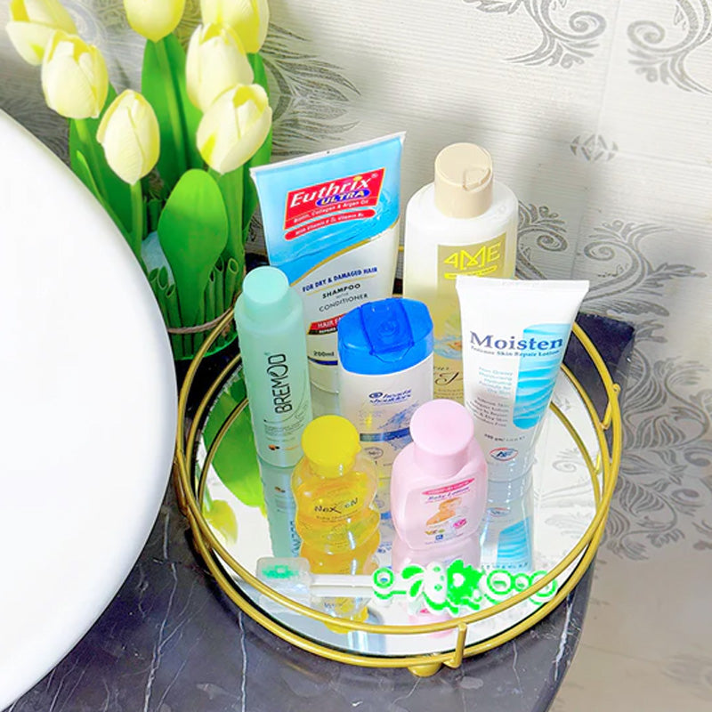 Classy Golden Vanity Display With Mirror