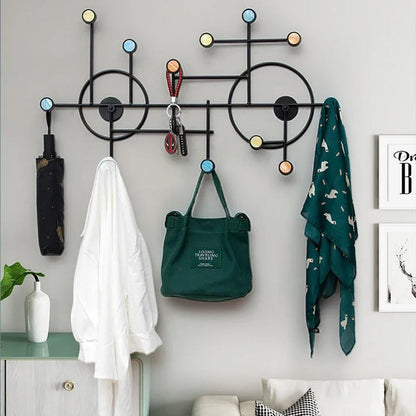 Nordic Style Wall Shelf With Hooks - Circle