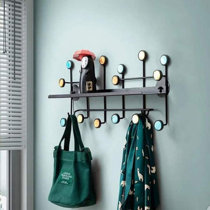 Nordic Style Wall Shelf With Hooks - Circle